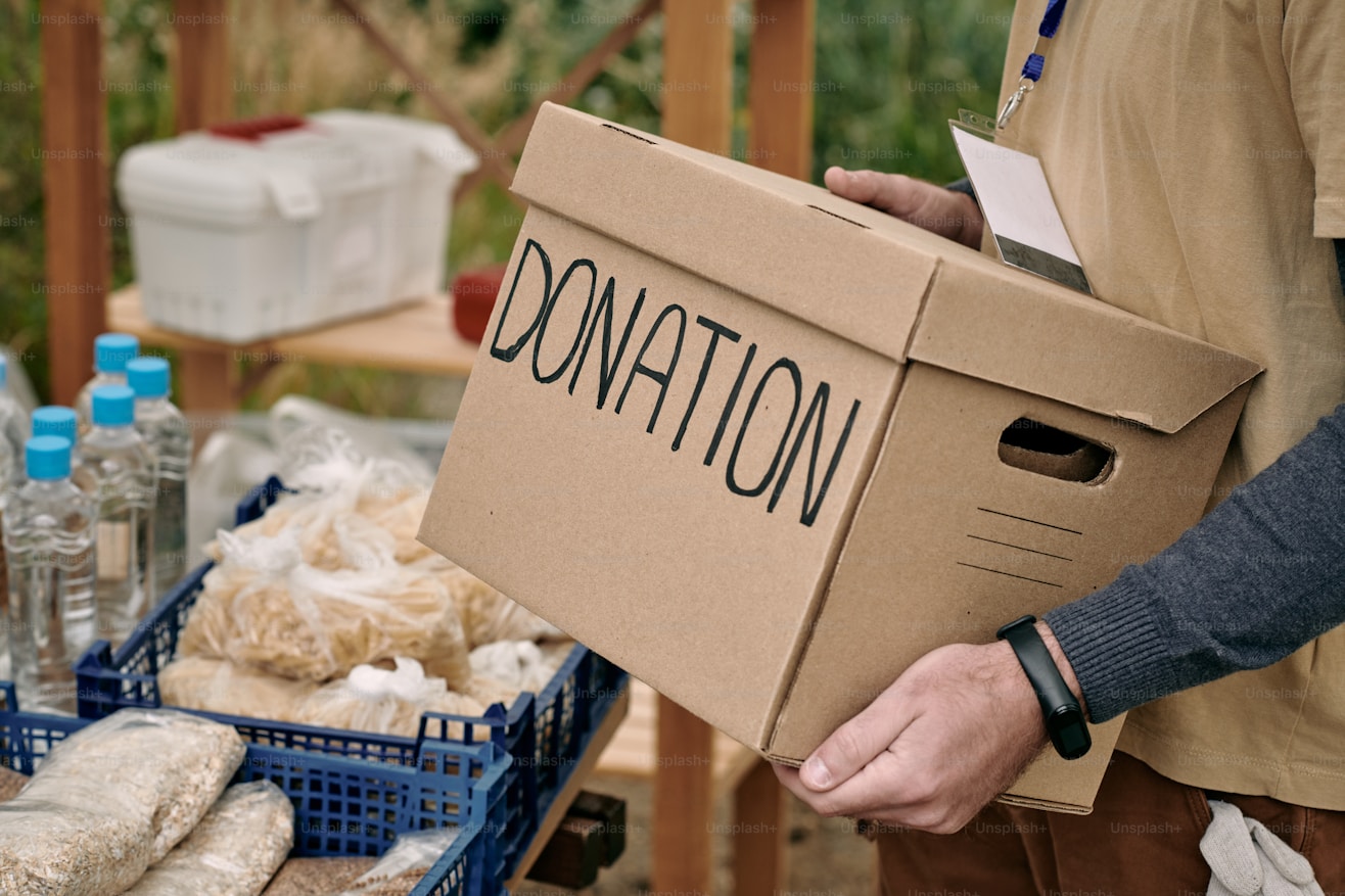 Donation box with supplies